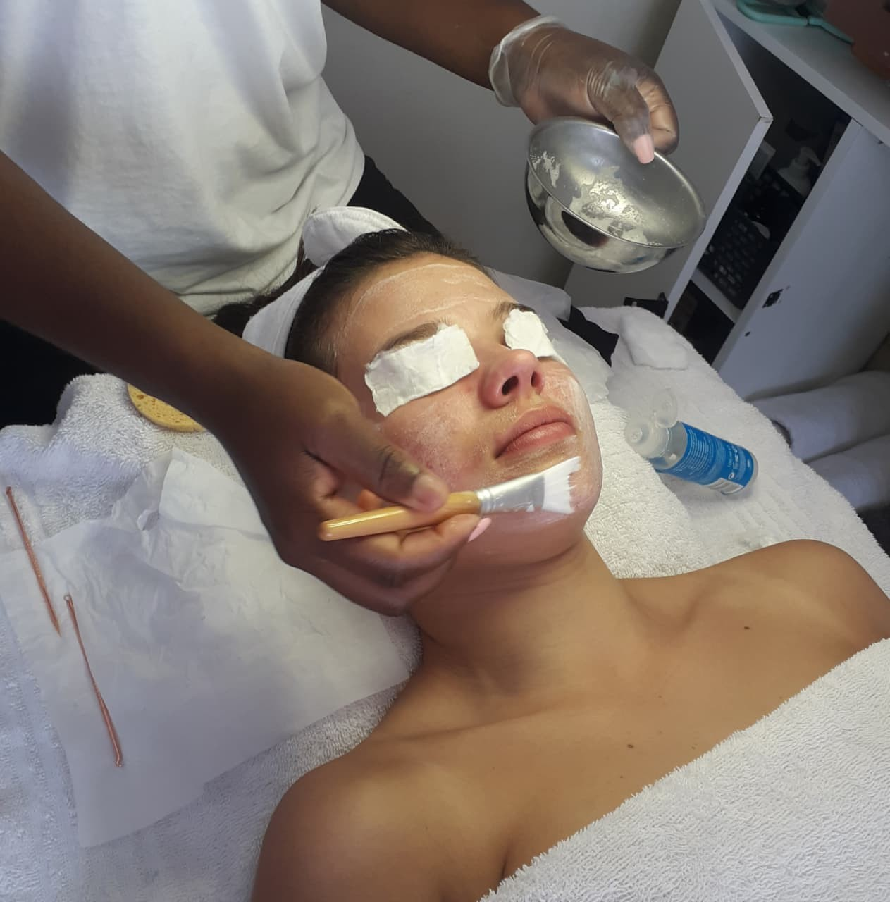 Client facial treatment in progress at Beauty by BM