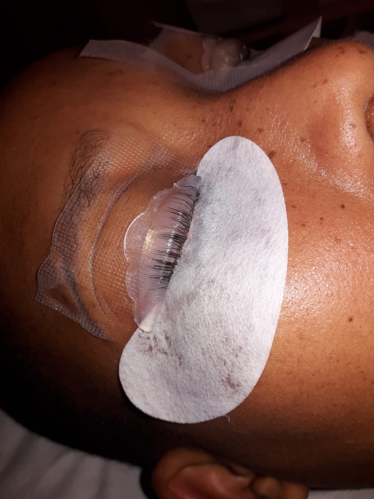Lash lamination lift with silicone shield during treatment